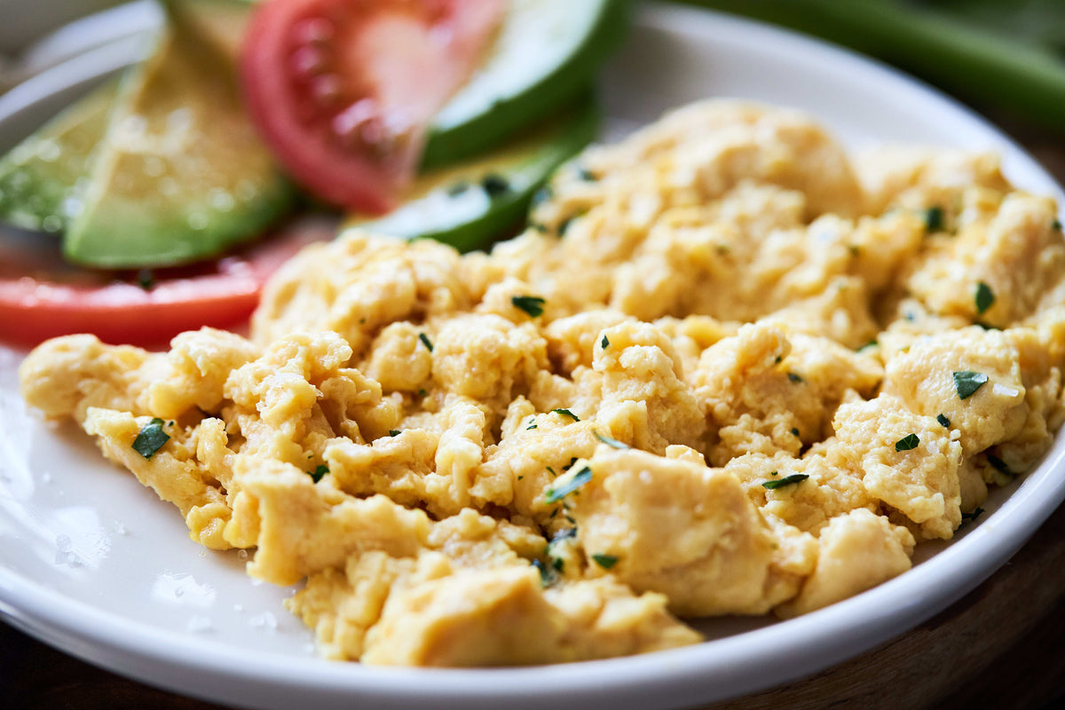 vegan scrambled eggs on a plate